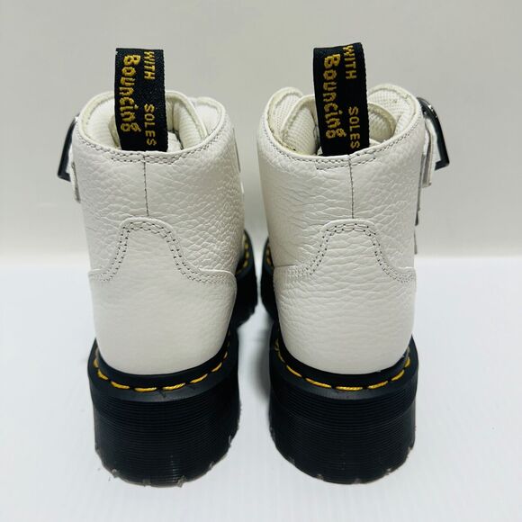 Dr. Martens Devon Heart Platform Boots White Black Leather NWOB - Picture 10 of 15